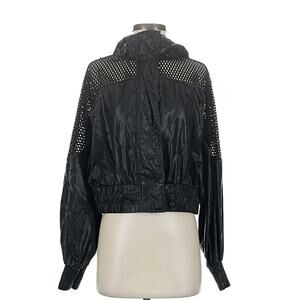 Ivy Park Womens Black Windbreaker Track Jacket with cutout shoulder design Large